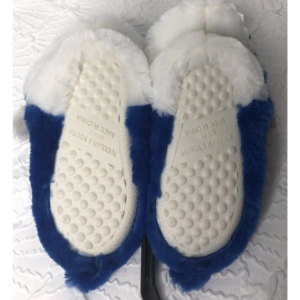 NEW Dan Dee Boys Blue White Shark Biter Slippers S 5/6